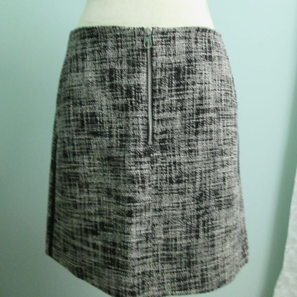 KAREN MILLEN Tweed Zip Front Mini Skirt-US8-Black NWT